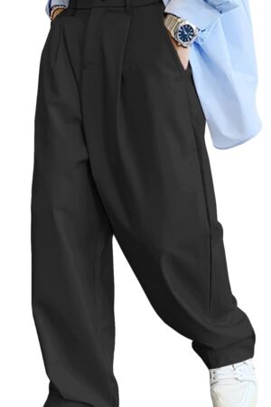 Men's Slacks Wide Leg Baggy Dress Pants Casual Lightweight Trousers with Pockets