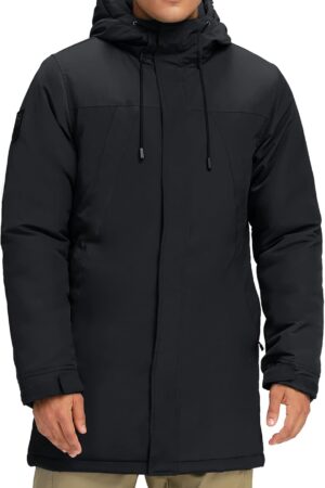 Mens Winter Coats Long Warm Jacket with Hood Casual Quilted Puffer Parka Windproof Jackets