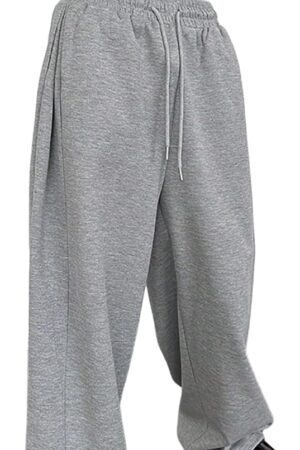 Men's Baggy Pants Wide Leg Drawstring Waist Loose Sweatpants with Pockets