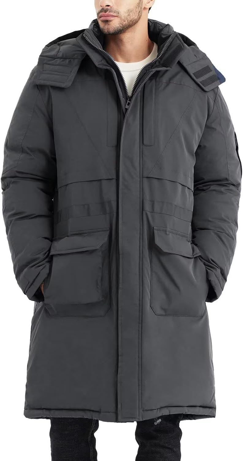 Men's Extra Long Parka Winter Coats Hooded Puffer Jacket Heavy Warm Water-resistant Outerwear Cold Weather - Image 2