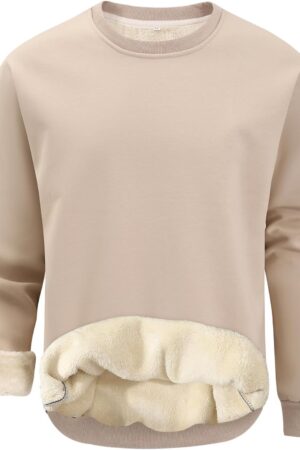 Men's Warm Crewneck Sherpa Lined Fleece Sweatshirt Pullover Tops