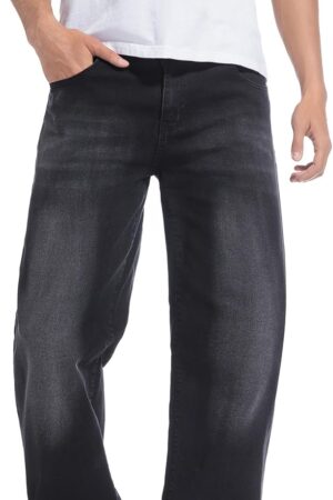 Men's Wide-Leg Baggy Flex Jeans Relaxed Loose Fit Long Denim Pants