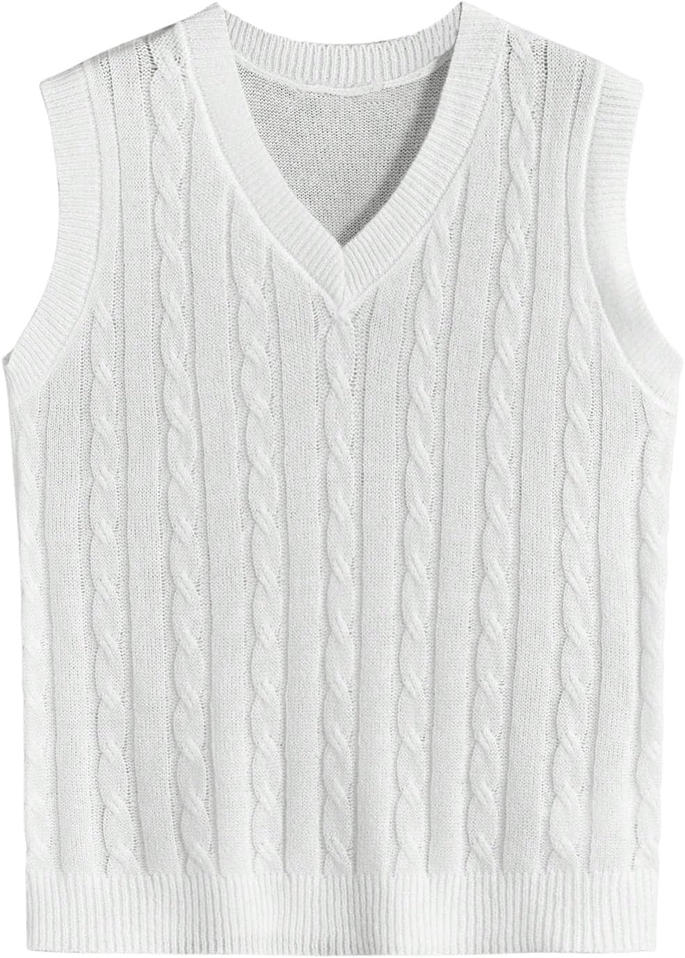 Men's Cable Knit V Neck Sleeveless Sweater Vests Solid Casual Tank Tops Knitwear