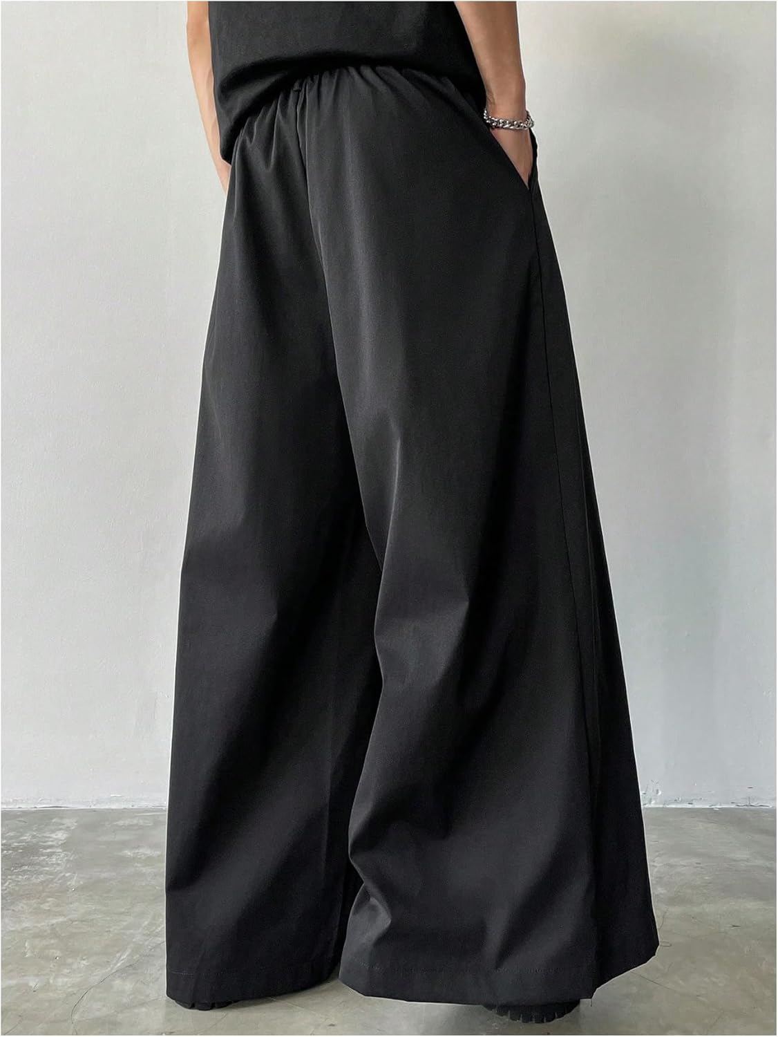 Men's Wide Leg Pleated Pants Zipper Fly Baggy Pants Casual Business Dress Pants - Image 2