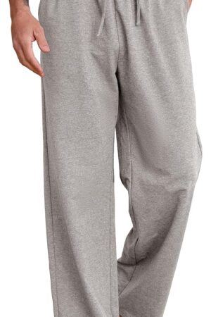 Men's Cotton Yoga Sweatpants Athletic Lounge Pants Open Bottom Casual Loose Sweat Pants for Men with Pockets