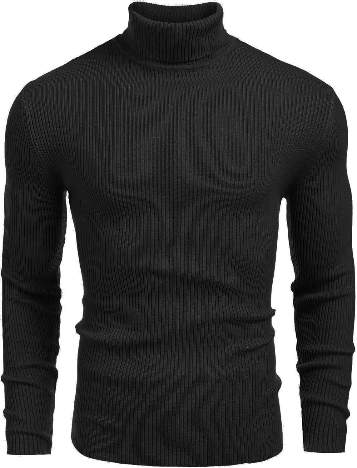 Men's Ribbed Slim Fit Knitted Pullover Casual Turtleneck Sweater