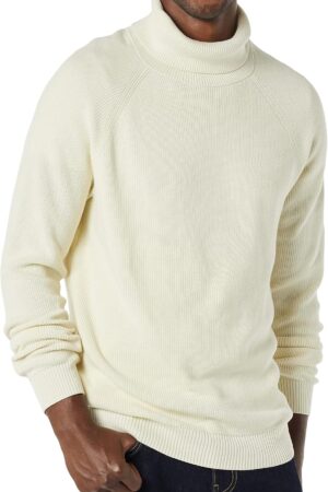 Men's 100% Cotton Rib Knit Turtleneck Sweater
