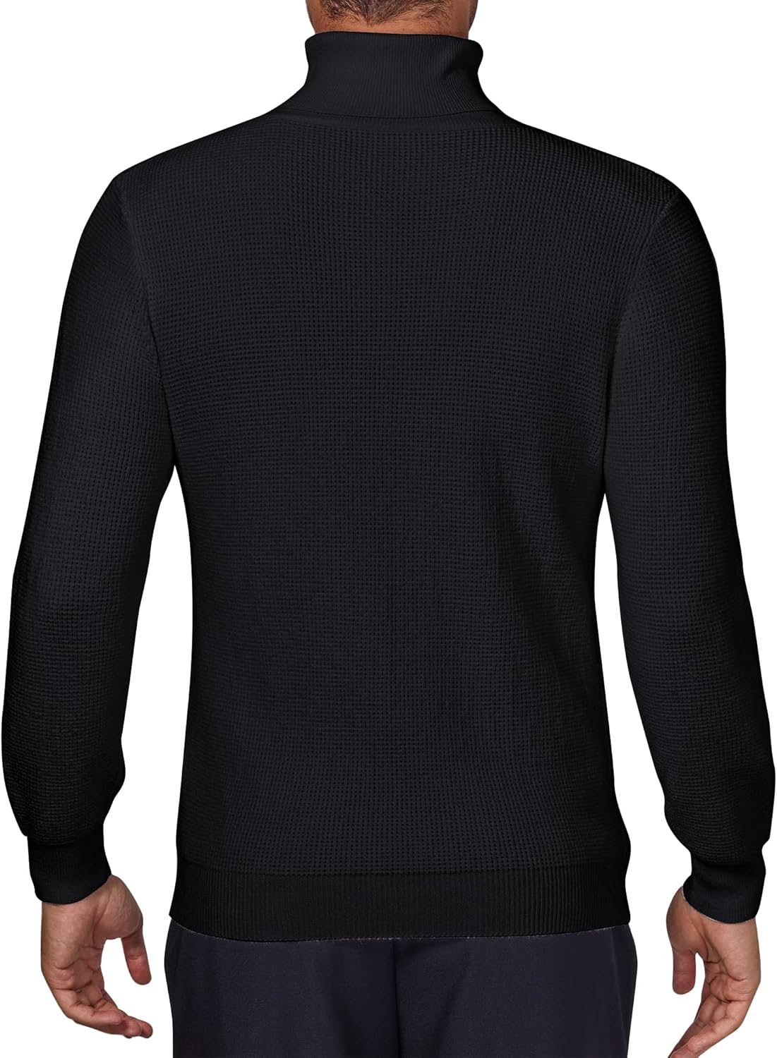 Men's Turtleneck Pullover Sweaters for Men Waffle Knit Long Sleeve Thermal Turtle Neck Warm Sweaters for Men - Image 2