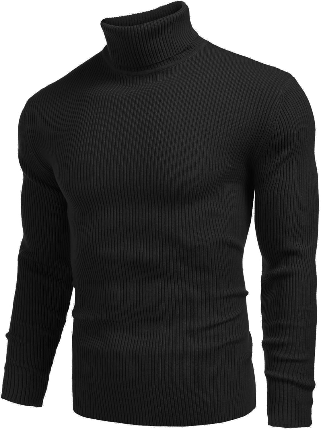 Men's Ribbed Slim Fit Knitted Pullover Casual Turtleneck Sweater - Image 2