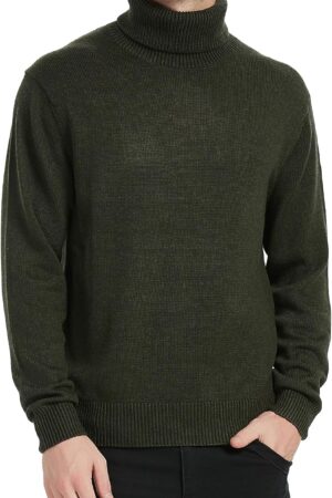 Men's Turtleneck Sweaters Wool Blend Mid-Weight Highneck Pullover Sweaters