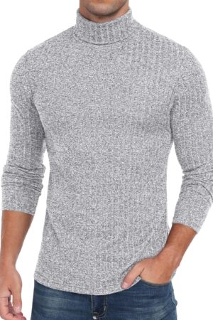 Men Turtleneck Shirts Lightweight Long Sleeve Turtle Necks Ribbed Thermal Tops S-XXL